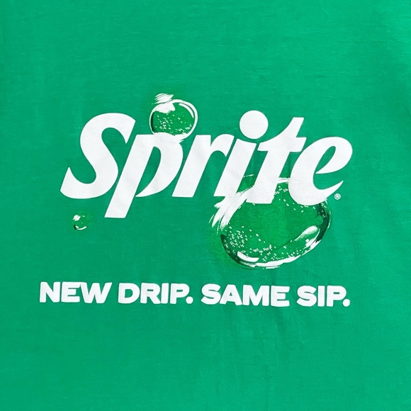 RARE Sprite Soda New Drip Same Sip Promo Graphic Green T Shirt Adult size Large - Picture 4 of 8